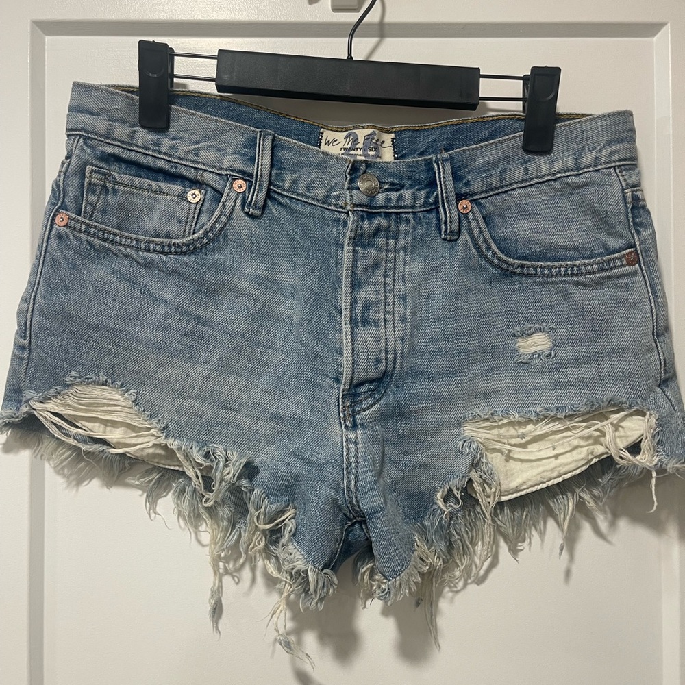 Free People Blue Vintage-Inspired Jean Shorts